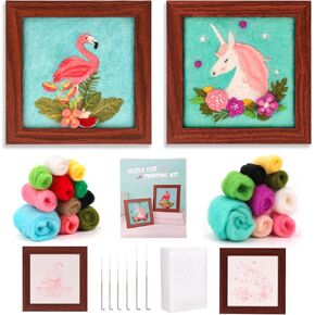 PREBOX Needle Felting Kit Craft for Beginners - Wool Felt Painting Gifts for Girls Kids Adults, The Starry Night