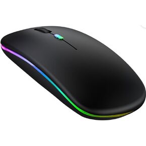 LED Rechargeable Slim Silent Mouse 2.4G Portable USB Optical Office Wireless Mouse (Silver)