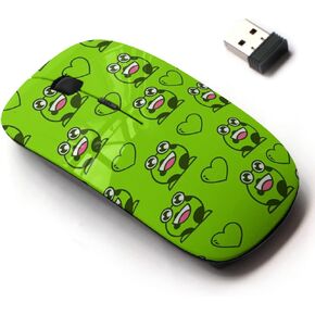 2.4G Wireless Mouse with Cute Pattern Design for All Laptops and Desktops with Nano Receiver - Cute Frog