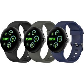Silicone Bands Compatible with Google Pixel Watch 3 45mm, 3 Pack Waterproof Sport Watch Strap Replacement for Pixel Watch 3 45mm Women Men