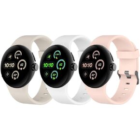 Silicone Bands Compatible with Google Pixel Watch 3 45mm, 3 Pack Waterproof Sport Watch Strap Replacement for Pixel Watch 3 45mm Women Men