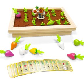 Montessori Toys for 3 4 5 Year Old Boys Girls, Educational Carrot Harvest Memory Game Gifts for Kids 3-6, Wood Preschool Learning Fine Motor Skills Game (Farm Theme) in Kuwait