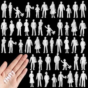 50 Pcs Miniature People Architectural 1: 50 Scale Model Trains White Unpainted Mini People Figures Standing and Sitting Mini People Diorama Figures for Architectural Project Miniature Scenes