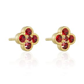 Gold Plated 925 Sterling Silver Gem Stud Earrings Fould Leaf Clover Designs with Diamond Charms Crystal Natural Gemstone Studs Earring for Women