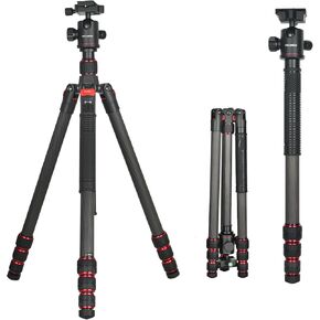 YELANGU Professional 68" Carbon Fiber Tripod for DSLR Camera & Video - Compact Travel Tripod,Heavy-Duty Stand,360° Ball Head, Quick Release Plate & Bag - Ideal for Canon, Nikon,Sony