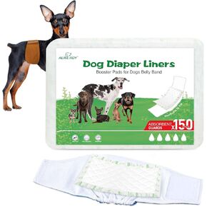 بطانات حفاضات الكلاب 100 قطعة، وسادات معززة لحفاضات الكلاب للاستعمال مرة واحدة، مقاومة للتسرب والامتصاص للغاية للإناث والذكور تناسب معظم أحزمة البطن والأغطية وحفاضات الفترة الزمنية القابلة لإعادة الاستخدام (كبير جدًا، XL-100 قيراط) in Kuwait