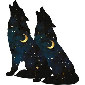 Smart-Wolf Howling at The Moon -Vinyl Sticker - for Car Laptop I-Pad - Waterproof Decal | 5 inch | SD-804 | 2 Pack