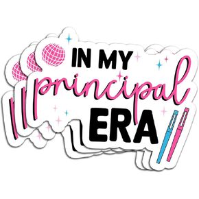 (3Pcs) in My Principal Era Sticker Funny Teacher Quote Decals Waterproof Vinyl Stickers for Books Laptops Phone Water Bottles Tumbler Cup Kindle 3 Inch