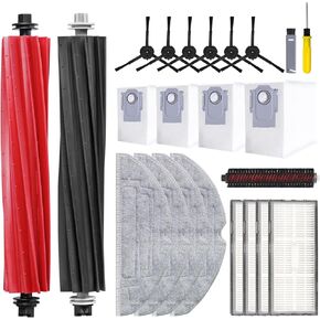19 PCS Accessories Kit Compatible with Roborock S8 Pro Ultra Robot Vacuum Cleaner,4 Side Brushes,4 HEPA Filters,4 Dust Bags,1 Cleaning Brush,2 Main Brushes,4 Mop Pads,2 Tools
