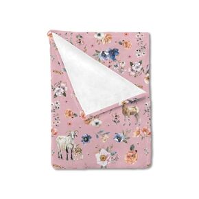 Goat Retro Boho Floral Baby Blanket for Boy Girl Watercolor Goat Lamb Flowers Flannel Soft Swaddle Blanket Farm Animals Life Receiving Blanket for Newborn Toddler Nursery Crib Bed Blanket 30x40