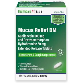 HealthCareAisle Guaifenesin 1200 mg Dextromethorphan Hydrobromide 60 mg Extended Release Tablets - 42 Count - Mucus Relief Expectorant and Cough Suppressant Formulated for Chest Congestion Relief