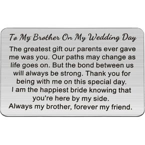 WSNANG To My Brother Wedding Gift Engraved Wallet Card Brother Gift from Sister To My Brother On Your Wedding Day Jewelry Deployment Gift for Him (My Wedding friend WC)