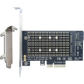 Voice on Growth Dual M.2 Adapter,Support NVME (M Key) and SATA (B Key) 2in1 PCI-e 3.0 x 4 Host Controller Expansion Card Adapter
