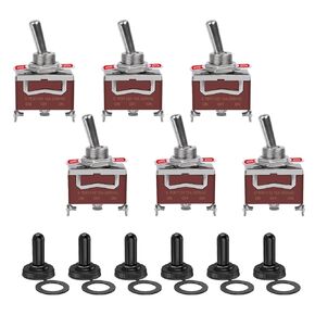 6 Pack Toggle Switch, 3 Pin Toggle Switch 12V DC 30A/250V AC 15A, Heavy Duty SPDT ON Off ON Switch, Marine Waterproof Toggle Switch with Boot Cap Cover, for Cars Trucks, Racing Cars, Boats