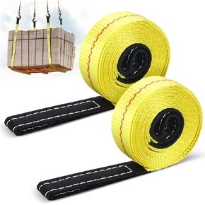 Shappy 2 Pcs Lift Sling Heavy Duty Flat Eye Lifting Slings Polyester Tree Saver Recovery Strap Web Sling Winch Strap for Hoist, Vehicle, Constructions, Steel, Trailer(2 Inches x 20 ft)