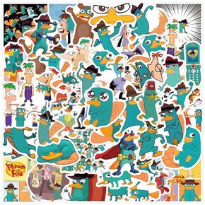 55pcs Perry The Platypus Stickers Agent P Stickers for Kids Water Bottle,Cool Phineas and Ferbs Stickers Waterproof Decals for Laptops Skateboard Travel Case Bumper Bike Computer