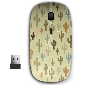 2.4G Ergonomic Portable USB Wireless Mouse for PC, Laptop, Computer, Notebook with Nano Receiver (Fun Western Cactus)