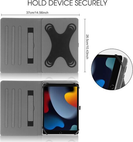 Universal Case for 9inch-10.5inch Tablet,Multi-Viewing Angels PU Leather Stand Folio Case Cover with Handstrap for 9" 10.1" 10.5" Touchscreen Tablet, with Adjustable Fixing Silicon Band-CB in Saudi Arabia