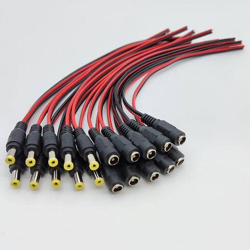 (18AWG 10 Pairs) 12V 5A DC Power Pigtail Barrel Plug Connector Cable,Plugs Male Female Connectors for CCTV Security Camera Pigtail Power Adapter Connectors 5.5mm x 2.1mm (10 Pairs) in Kuwait
