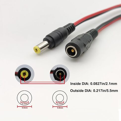 (18AWG 10 Pairs) 12V 5A DC Power Pigtail Barrel Plug Connector Cable,Plugs Male Female Connectors for CCTV Security Camera Pigtail Power Adapter Connectors 5.5mm x 2.1mm (10 Pairs) in Kuwait
