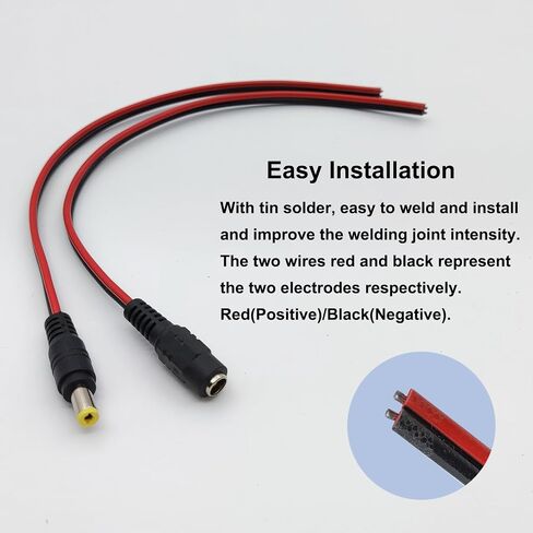 (18AWG 10 Pairs) 12V 5A DC Power Pigtail Barrel Plug Connector Cable,Plugs Male Female Connectors for CCTV Security Camera Pigtail Power Adapter Connectors 5.5mm x 2.1mm (10 Pairs) in Kuwait