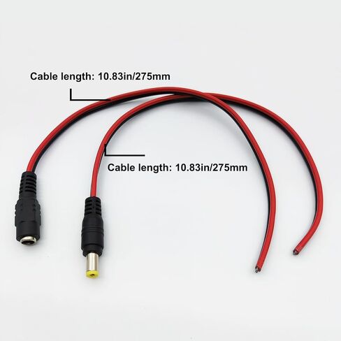 (18AWG 10 Pairs) 12V 5A DC Power Pigtail Barrel Plug Connector Cable,Plugs Male Female Connectors for CCTV Security Camera Pigtail Power Adapter Connectors 5.5mm x 2.1mm (10 Pairs) in Kuwait