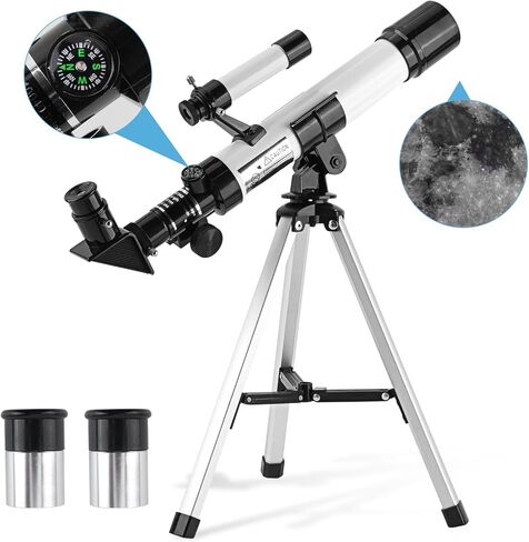 Telescope for Kids & Beginners Adults 40/400mm Astronomical Telescopes Refractor with Finder Scope Compass and Tripod in Saudi Arabia