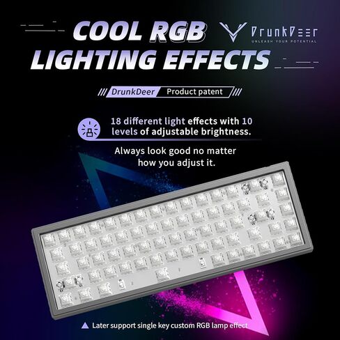 لوحة مفاتيح ميكانيكية DrunkDeer A75 Rapid Trigger TKL من الألومنيوم، مفتاح مغناطيسي سلكي مدمج 82 مفتاح RGB بدون غطاء مفاتيح، مع مقبض، فضي أبيض in Saudi Arabia