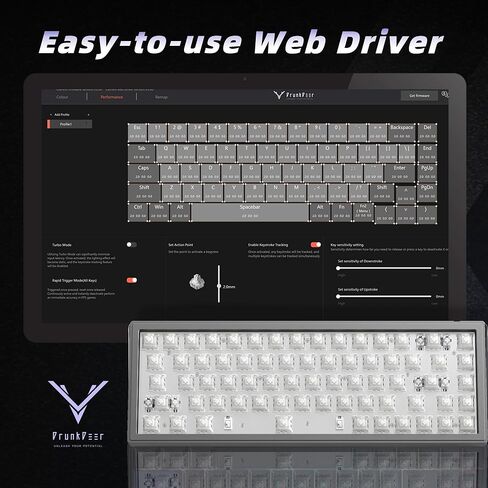 لوحة مفاتيح ميكانيكية DrunkDeer A75 Rapid Trigger TKL من الألومنيوم، مفتاح مغناطيسي سلكي مدمج 82 مفتاح RGB بدون غطاء مفاتيح، مع مقبض، فضي أبيض in Saudi Arabia