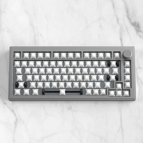 لوحة مفاتيح ميكانيكية DrunkDeer A75 Rapid Trigger TKL من الألومنيوم، مفتاح مغناطيسي سلكي مدمج 82 مفتاح RGB بدون غطاء مفاتيح، مع مقبض، فضي أبيض in Saudi Arabia