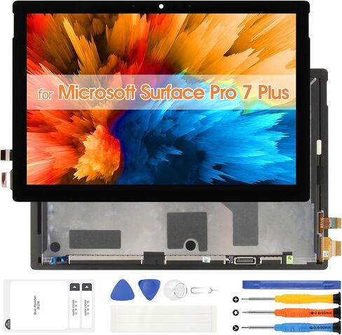 لاستبدال شاشة Microsoft Surface Pro 7 Plus 1960 1961 شاشة LCD تعمل باللمس محول رقمي زجاجي مع مجموعات إصلاح (أسود، 12.3 بوصة) in Kuwait