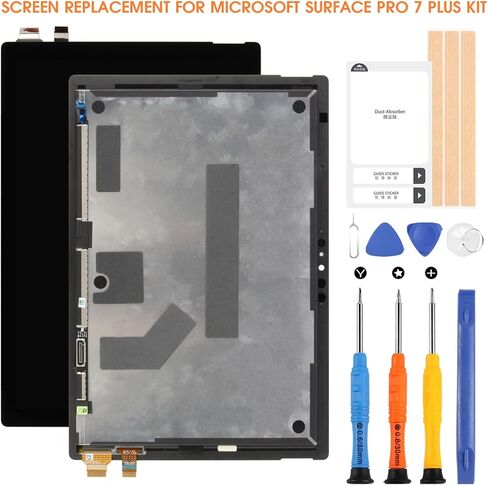 لاستبدال شاشة Microsoft Surface Pro 7 Plus 1960 1961 شاشة LCD تعمل باللمس محول رقمي زجاجي مع مجموعات إصلاح (أسود، 12.3 بوصة) in Kuwait