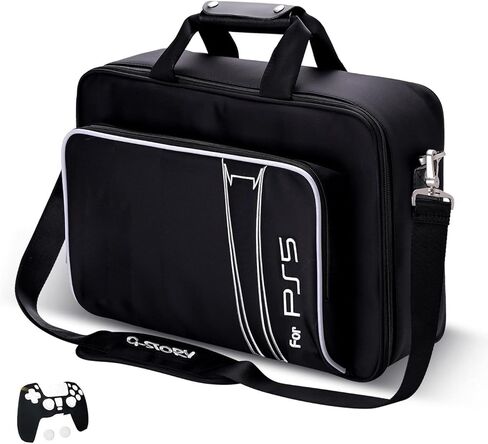 G-STORY Carrying Travel Bag, Case Storage Compatible with Playstation 5 Console, with Zinc Alloy Zippers for Console, Controllers and Accessories, One Controller Skin is Included in Saudi Arabia