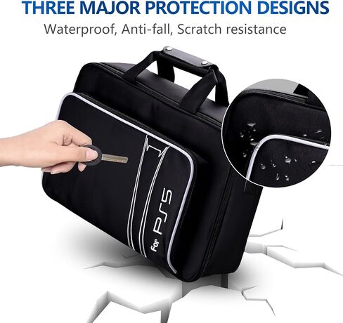 G-STORY Carrying Travel Bag, Case Storage Compatible with Playstation 5 Console, with Zinc Alloy Zippers for Console, Controllers and Accessories, One Controller Skin is Included in Saudi Arabia