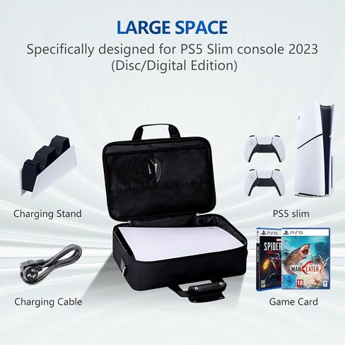 G-STORY Carrying Travel Bag, Case Storage Compatible with Playstation 5 Console, with Zinc Alloy Zippers for Console, Controllers and Accessories, One Controller Skin is Included in Kuwait