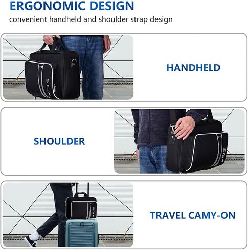 G-STORY Carrying Travel Bag, Case Storage Compatible with Playstation 5 Console, with Zinc Alloy Zippers for Console, Controllers and Accessories, One Controller Skin is Included in Kuwait