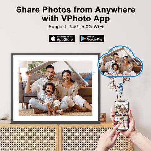 16.2-Inch Large Digital Picture Frame - 32GB WiFi Digital Photo Frame, Auto-Rotate, Motion Sensor, Share Photos and Videos via App Email, Wall Mountable in Kuwait