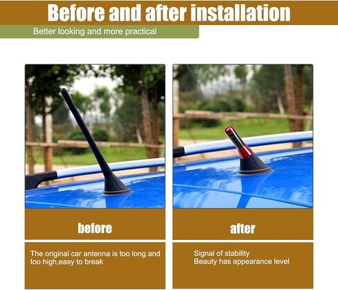 1 PC Car Carbon Fiber Short Antenna, 1.37" Signal Wireless Booster Antenna, Metal Mini Exterior Antenna Decoration Replacement with Mounting Accessories, Universal for Cars (Silver & Black) in Saudi Arabia