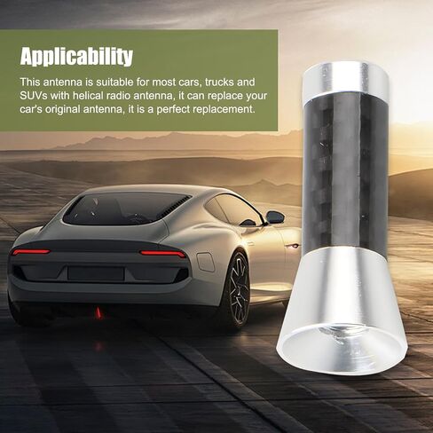 1 PC Car Carbon Fiber Short Antenna, 1.37" Signal Wireless Booster Antenna, Metal Mini Exterior Antenna Decoration Replacement with Mounting Accessories, Universal for Cars (Silver & Black) in Saudi Arabia