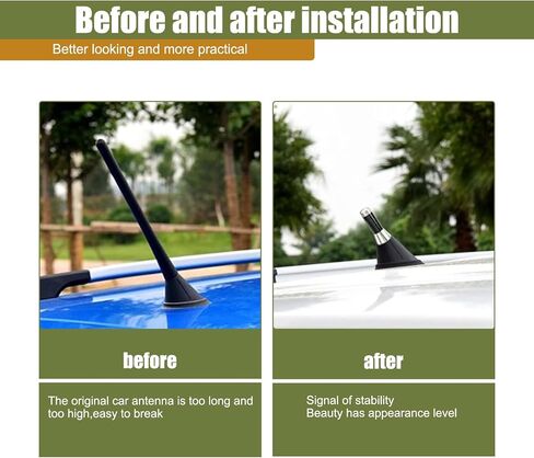 1 PC Car Carbon Fiber Short Antenna, 1.37" Signal Wireless Booster Antenna, Metal Mini Exterior Antenna Decoration Replacement with Mounting Accessories, Universal for Cars (Silver & Black) in Saudi Arabia