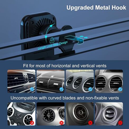 Wireless Car Charger Mount for iPhone Magnetic with Semiconductor Cooling Charger Magnet Mount for Fast Charging Magnetic Phone Car Mount Compatible with iPhone15/14/13/12 Series in Kuwait