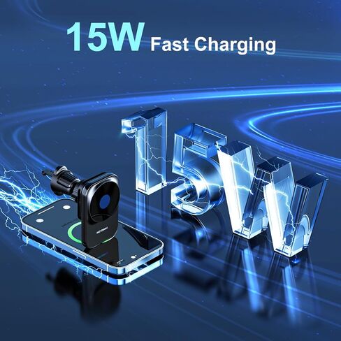 Wireless Car Charger Mount for iPhone Magnetic with Semiconductor Cooling Charger Magnet Mount for Fast Charging Magnetic Phone Car Mount Compatible with iPhone15/14/13/12 Series in Kuwait