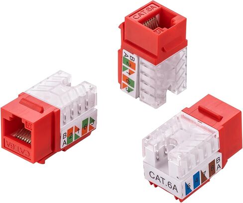 CAT6A 45° Angled Keystone Ethernet Wall Jack Punch Down UTP 45-Degree (Easier Termination Than 90-Degree), RJ45 Slim Profile Speed Termination (10, White) in Saudi Arabia