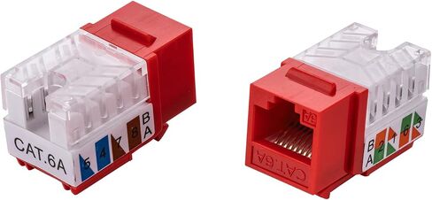 CAT6A 45° Angled Keystone Ethernet Wall Jack Punch Down UTP 45-Degree (Easier Termination Than 90-Degree), RJ45 Slim Profile Speed Termination (10, White) in Saudi Arabia