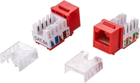 CAT6A 45° Angled Keystone Ethernet Wall Jack Punch Down UTP 45-Degree (Easier Termination Than 90-Degree), RJ45 Slim Profile Speed Termination (10, White) in Saudi Arabia