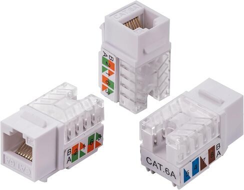 CAT6A 45° Angled Keystone Ethernet Wall Jack Punch Down UTP 45-Degree (Easier Termination Than 90-Degree), RJ45 Slim Profile Speed Termination (10, White) in Saudi Arabia