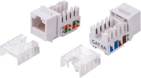 CAT6A 45° Angled Keystone Ethernet Wall Jack Punch Down UTP 45-Degree (Easier Termination Than 90-Degree), RJ45 Slim Profile Speed Termination (10, White) in Saudi Arabia