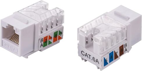 CAT6A 45° Angled Keystone Ethernet Wall Jack Punch Down UTP 45-Degree (Easier Termination Than 90-Degree), RJ45 Slim Profile Speed Termination (10, White) in Saudi Arabia