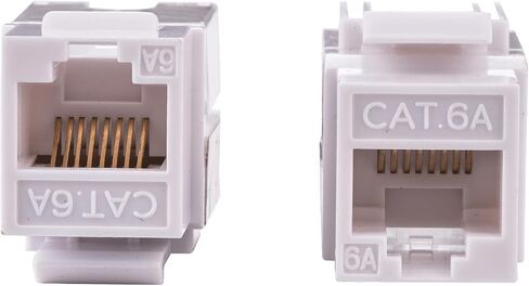 CAT6A 45° Angled Keystone Ethernet Wall Jack Punch Down UTP 45-Degree (Easier Termination Than 90-Degree), RJ45 Slim Profile Speed Termination (10, White) in Saudi Arabia