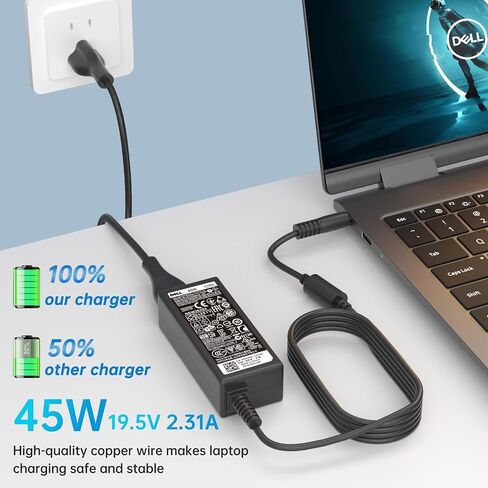 45W Dell AC Adapter Laptop Charger for Dell Inspiron 13 14 15 3000 5000 7000 Series 14-5000 13-7000 13-5000 17-7000 15-3552 3555 3558 3565 3567 5551 5555 5558 5559 Power Supply Cord in Saudi Arabia